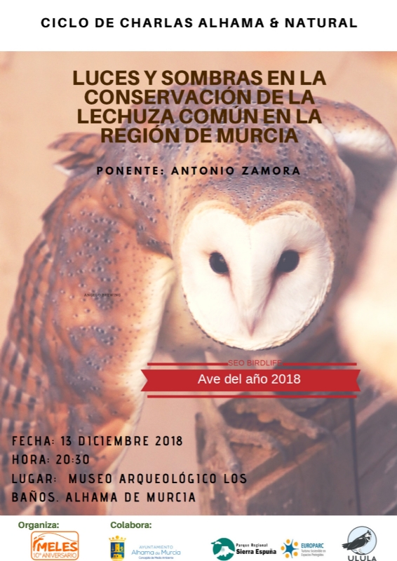 Ciclo Alhama&Natural: Luces y sombras en la conservación de la lechuza común en la Región de Murcia. Ave del Año 2018. - 1 Ciclo Alhama&Natural: Luces y sombras en la conservación de la lechuza común en la Región de Murcia. Ave del Año 2018. - 1