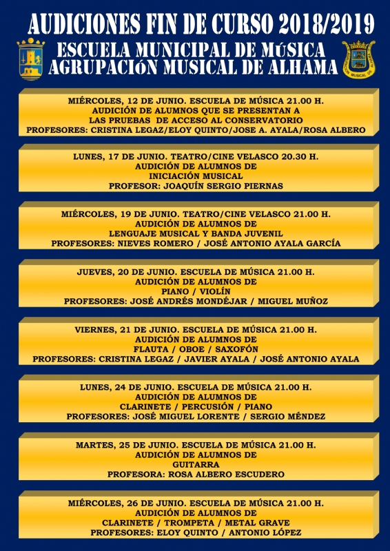 AUDICIONES DE LA ESCUELA MUNICIPAL DE MÚSICA 2019 - 2 AUDICIONES DE LA ESCUELA MUNICIPAL DE MÚSICA 2019 - 2