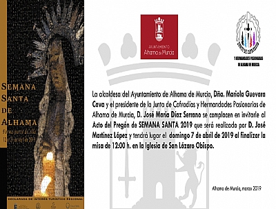 SEMANA SANTA 2019: Pregón de Semana Santa SEMANA SANTA 2019: Pregón de Semana Santa