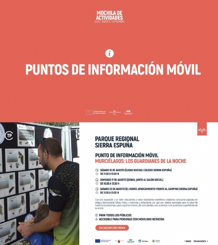 MOCHILA DE ACTIVIDADES-PUNTO DE INFORMACIÓN MÓVIL: Murciélagos, los guardianes de la NOCHE
