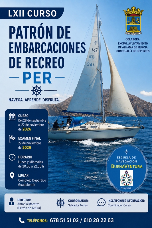 INICIO LXII CURSO PATRÓN EMBARCACIONES DE RECREO (PER)
