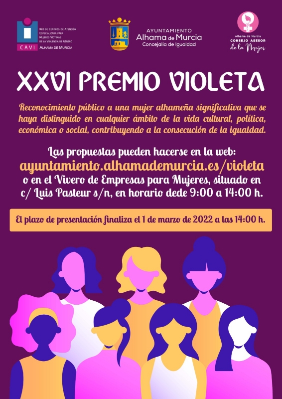 8M, DIA INTERNACIONAL DE LA MUJER: Entrega del XXVI Galardón Violeta 2022