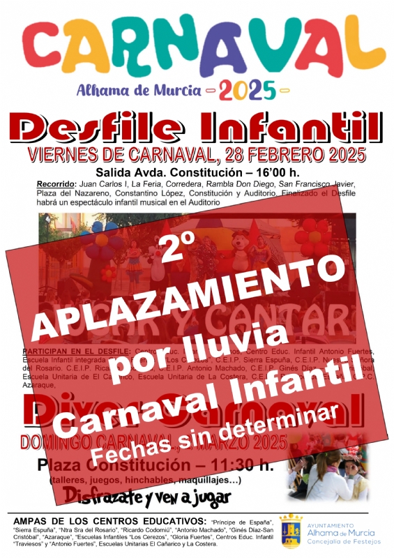 ¡¡ATENCIÓN, APLAZADO!! CARNAVAL 2025: 