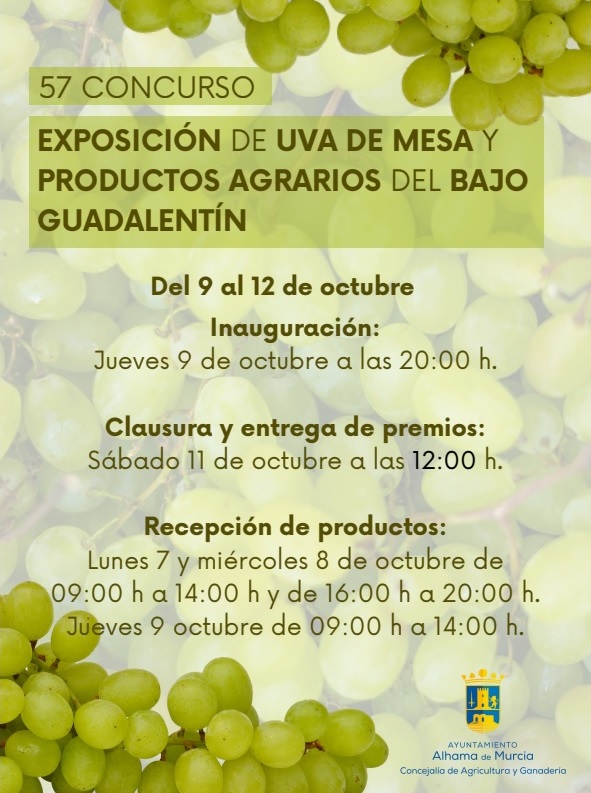FERIA 2025: Entrega de premios y clausura del Concurso-Exposición de Uva de Mesa y Productos Agrarios del Bajo Guadalentín