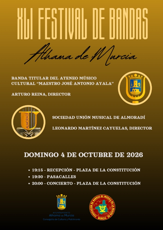 FERIA 2026: XLI FESTIVAL DE BANDAS DE MÚSICA, RECEPCIÓN Y PASACALLES