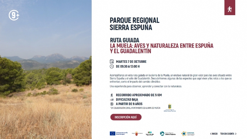 FERIA 2025: GUIDED  WALKING ROUTE: La Muela, birds and nature between Espuña and Guadalentín