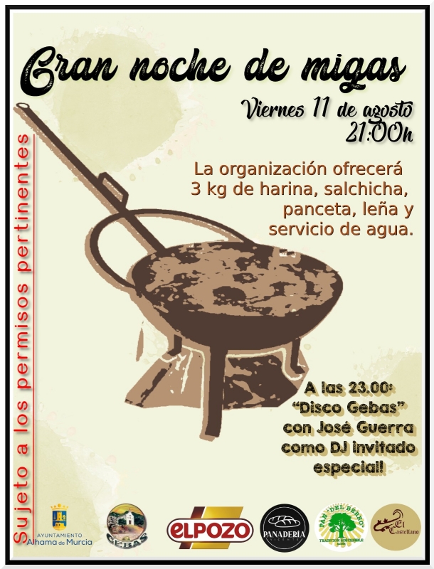 FIESTAS DE GEBAS: GRAN NOCHE DE MIGAS TRADICIONAL