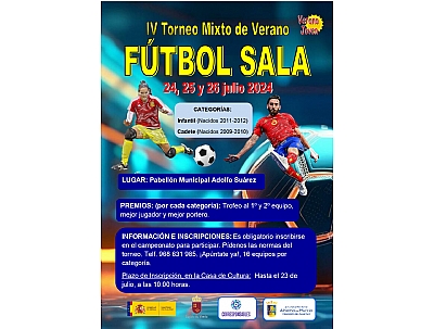 VERANO JOVEN 2024: IV TORNEO DE VERANO DE FÚTBOL SALA VERANO JOVEN 2024: IV TORNEO DE VERANO DE FÚTBOL SALA