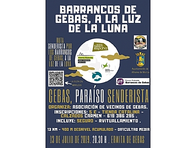 Ruta Senderista por los Barrancos de Gebas a la luz de la luna Ruta Senderista por los Barrancos de Gebas a la luz de la luna
