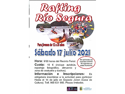 VERANO JOVEN 2021: RAFTING RÍO SEGURA VERANO JOVEN 2021: RAFTING RÍO SEGURA