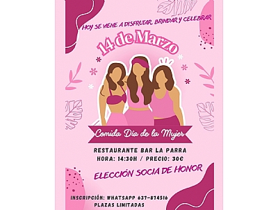 8M DÍA INTERNACIONAL DE LA MUJER: COMIDA DÍA DE LA MUJER EN EL BERRO