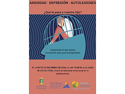 Charla: Ansiedad, depresión y autolesiones: ¿qué le pasa a nuestro hijo? Imagen de Charla: Ansiedad, depresión y autolesiones: ¿qué le pasa a nuestro hijo?