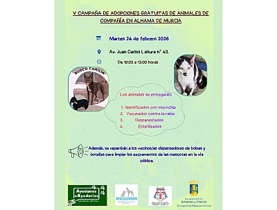 Imagen de V CAMPAÑA DE ADOPCIONES GRATUITAS DE ANIMALES DE COMPAÑÍA