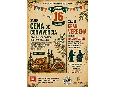 FIESTAS DE GEBAS 2026: CENA DE CONVIVENCIA
