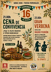 FIESTAS DE GEBAS 2026: CENA DE CONVIVENCIA