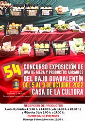 FERIA 2022:  CONCURSO EXPOSICIÓN DE UVA DE MESA Y PRODUCTOS AGRARIOS DEL BAJO GUADALENTÍN.
